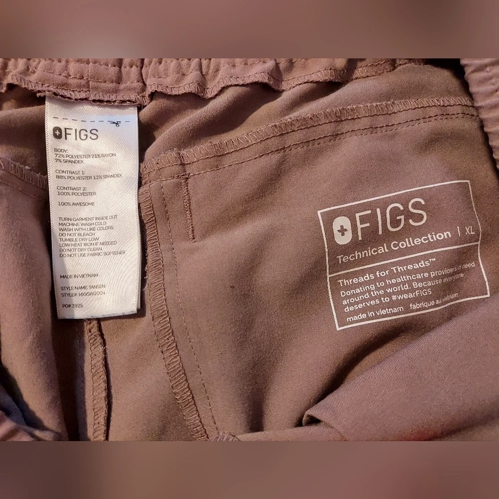 Figs Smoky Taupe Technical Collection Men's Joggers with Orange Drawstring